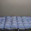 Greendale Home Fashions Outdoor 44 x 22-inch High Back Chair Cushion, Set of 1, Steel Blue Stripe