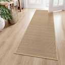 Lahome Farmhouse Carpet Runners for Hallway 6ft, 2x6 Washable Runner Rug Non Slip for Entryway Indoor, Neutral Non Shedding Kitchen Mats for Floor Entry Bathroom, Beige