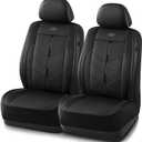 Skechers Car Seat Covers, Luxury Faux Leather Seat Covers, Waterproof Anti Slip Car Seat Protector Front Seats,Car Accessories Airbag Universal Fit for Most Cars, Vans, Trucks, SUV, Black