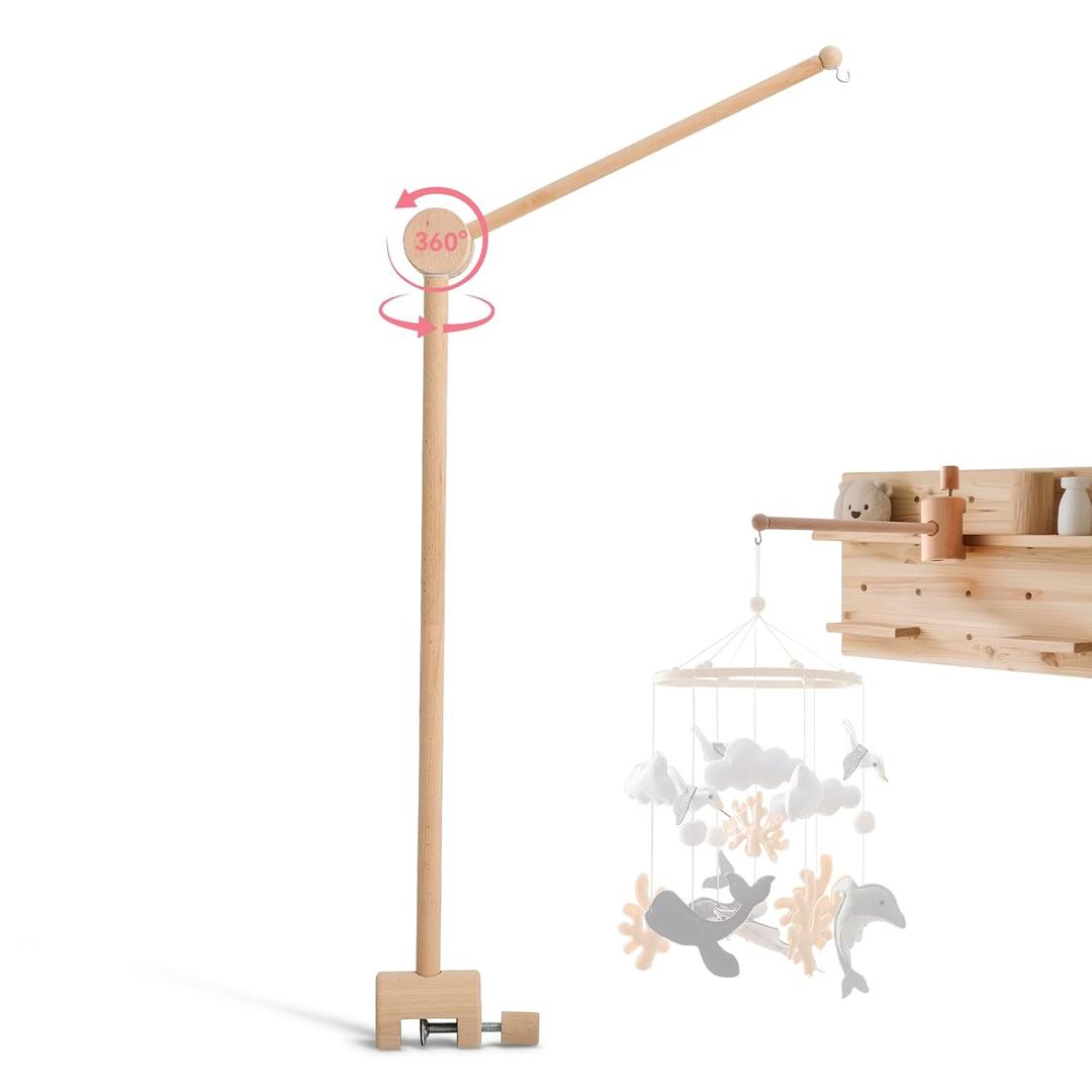 HI BABY MONMENT Crib Mobile Arm - Baby Mobile Hanger with 360 Vertical Adjustment, Stabilizing Attachment for Added Safety, Mobile Arm for Crib, Sturdy & Secure Design for Nursery Mobile