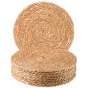 Round Woven Placemats 12 inch Set of 10 - Boho Rattan Placemats Natural Water Hyacinth Placemat, Farmhouse Weave Place Mats, Rustic Braided Wicker Table Mats for Dining Table,Home,Wedding Pack of 10