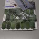 Long Hexagon Peel and Stick Tiles Backsplash,10 Sheets 3D Self Adhesive Wall Tile Back Splash 12 x 12 Inch for Kitchen,Bathroom(Dark Green)