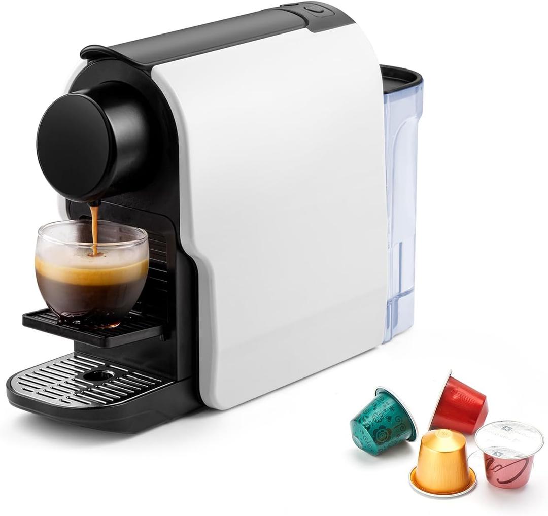 Mini Espresso Machine Compatible for NS Original Line Pods, Compact Capsule Coffee Maker with 20 Bar High Pressure Pump, 22 oz Removable Water Tank (White)