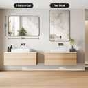 Minuover Gold Bathroom Mirror 28x36in, Metal Framed Rounded Rectangle Wall