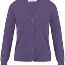 Women's Short Sleeve Cropped Cardigan Button Down Sweater Lightweight Knit Shrugs (Purple, XL)