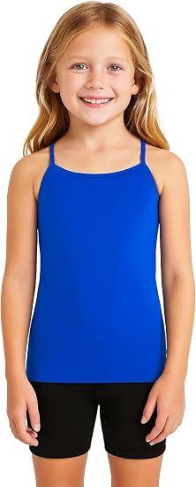 Kurve Girl’s Sleeveless Tank Top – Stretch Undershirts Cami Camisole, UV Protective Fabric, Rated UPF 50+ (Made in USA), 7-12 Years, Cobalt