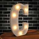 Light Up Marquee Letters, 26 Alphabet LED Lights, Night Light White Plastic Letters for Engagement Party Wedding Baby Shower Birthday, Marquee Sign (C)