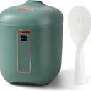 CHACEEF Mini Rice Cooker 2 Cups Uncooked, 1.2L Rice Cooker Small, Portable Non-Stick Small Travel Rice Maker, BPA Free, Smart Control Multifunction Cooker with 24 Hours Timer Delay & Keep Warm Function, Green