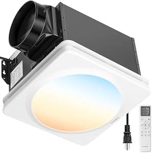 VIVOHOME Bathroom Exhaust Fan with Humidity Sensor, 240 CFM 6 Speed, 5-Color LED Light, 2700K/ 3200K/ 4000K/ 5000K/ 5700K & Nightlight, Remote Control
