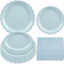 150PCS Blue Paper Plates and Napkins, 50 Guest Light Blue Disposable Tableware Set Include 7&9Inch Scalloped Paper Plates and Napkins, Decoration Supplies for Birthday Wedding Baby Shower