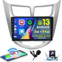 Roinvou 2+64G Android 13 CarPlay Stereo for 2010-2016 Hyundai Verna Accent Solaris, Wireless CarPlay Radio with Android Auto, 9'' Touch Screen in-Dash GPS Navigation Support Mirror Link BT HiFi WiFi