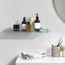 20 Inches Glass Shelves for Bathroom, Chrome Polished Floating Glass Shelf Stainless Steel Tempered Glass Bathroom Shelves for Wall Mount Modern