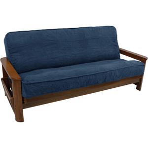 Blazing Needles Solid Microsuede Double Corded 8" to 9" Futon Cover, Full, Indigo