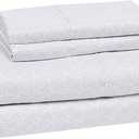 Amazon Basics Lightweight Super Soft, Comfortable Easy Care Microfiber 4 Piece Bed Sheet Set with 14-Inch Deep Pockets, Queen, Gray Crosshatch, Printed