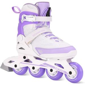 COSMOID Women's Adult Fitness Inline Skate, Outdoor Street Blades Roller Adult Female, Professional Fitness Roller Skates Blades, White and Purple, Size: Women6.5/Men6