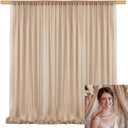 10x10ft Chiffon Backdrop Stage Curtains Light Brown Chiffon Backdrop Drapes Wrinkle-Free Sheer Fabric Curtain Wedding Birthday Party Baby Shower Decoration 5x10ft, 2 Panels TAYSDJ088