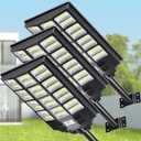VOOJOY Solar Street Lights Outdoor Waterproof, Dusk to Dawn Solar Lights Outdoor with Motion Sensor and Remote Control for Yard, Parking Lot, Garage, Street, 3 Pack, 8000w*3pack