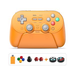 8Bitdo Pro 3 Bluetooth Controller for Switch/Switch 2 - TMR Joysticks, Swappable ABXY Buttons, Pro Back Buttons, Charging Dock, Hall Effect Triggers, Windows/Apple/AndroidYellow