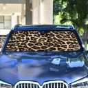 Leopard Print Car Windshield Sun Shade Foldable UV Ray Sun Visor Protector Sunshade to Keep Your Vehicle Cool (51" x 27")