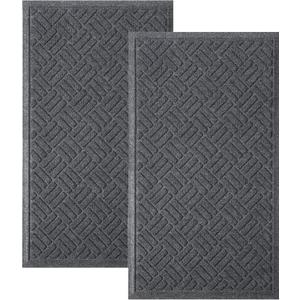 MATALL Front Door Mat 2 Pack Indoor and Outdoor Welcome Mat, Absorbent and Drain Away Water Heavy Duty Entryway Doormat for Front Back Doors, Laundry Rooms, Mudrooms and More, 29.5x17.5IN