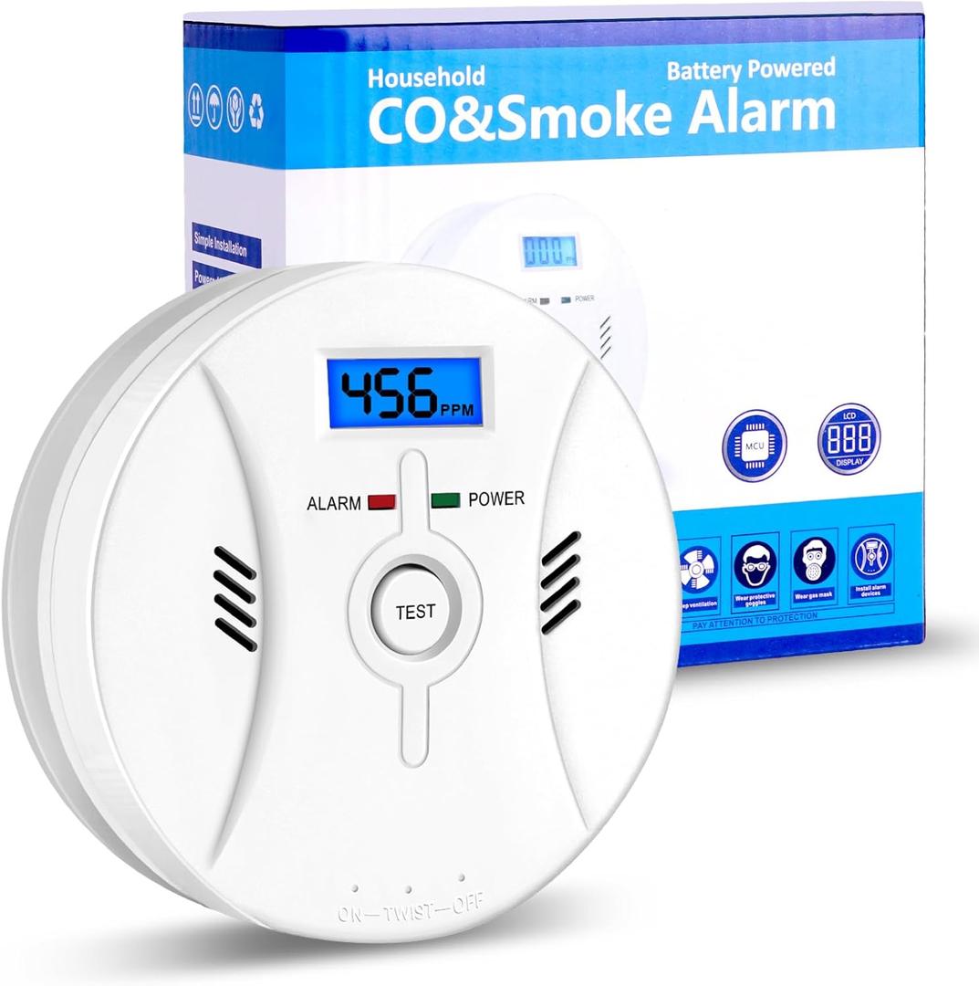 2 in 1 CO & Smoke Detectors, Carbon Monoxide Detector,with 9V Battery,Digital Display, Smoke Detector Carbon Monoxide Detector Combo,Alarm for Home or Office,Easy to Install 2 in 1 CO & Smoke Detectors, Carbon Monoxide Detector,with 9V Battery,Digital Display, Smoke Detector Carbon Monoxide Detector Combo,Alarm for Home or Office,Easy to Install