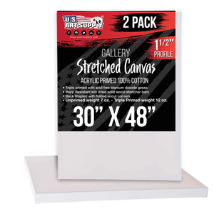 X-Large Stretched Canvas for Painting 30x48 inch Gallery Depth 1-1/2" Thick, 2-Pack
