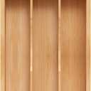 Small Silverware Organizer, Bamboo Kitchen Drawer Organizer, Utensil Holder, Cutlery Tray & Spoon Flatware Storage with Grooved Drawer Dividers (Small 6.7x12 Inch, Natural)