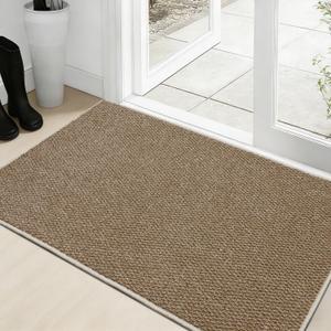 Dirt Trapping Door Mat 32"x48", Absorbent & Quick-Dry Entryway Rug, Washable Non-Slip Doormat for Muddy Paws & Shoes, Low-Profile Back & Front Door Mat Indoor Entrance, Taupe