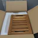 14" Compact Teak Shower Stool with Shelf & Handle - Waterproof, Non-Slip Bath Bench for Small Bathrooms/Tub/Outdoor Use, 300 lbs Capacity (Patented) (14"W x 10" Dx 17"H)