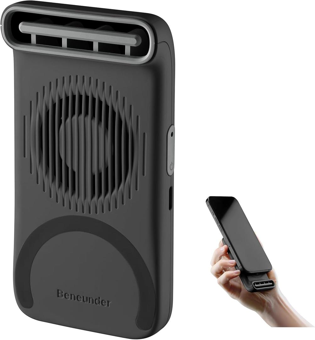 BENEUNDER Portable Handheld Fan, Magsafe Compatible Mini Small Hand Personal Fan with Magnetic Ring for All Device, 7000RPM Turbo Cooling, 4-Speed, Ultra-Lightweight for Gaming, Travel & Outdoor (Black)