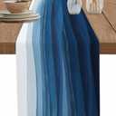 Ombre Table Runner 13x72 inch, Gradient Blue Waves Abstract Art Dinning Table Runner for Farmhouse Wedding Party Barbecue Table Decor
