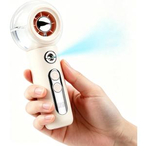 Handheld Portable Fan with Misting,High-Speed Brushless Motor,Ultra Long Lasting Rechargeable Battery,Personal Fans Portable Rechargeable,Suitable for Travel,Camping, Beach and Office Desk,Gift White