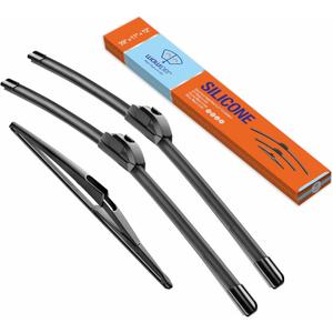 Silicone Windshield Wiper Blades with Rear Wiper Blade for Nissan Rogue 2015-2022 Pathfinder 2013-2020, All-Season Automotive Replacement Windshield Wipers for My Car - 26"+17"+12" (Set of 3) (26"+17"+12J)