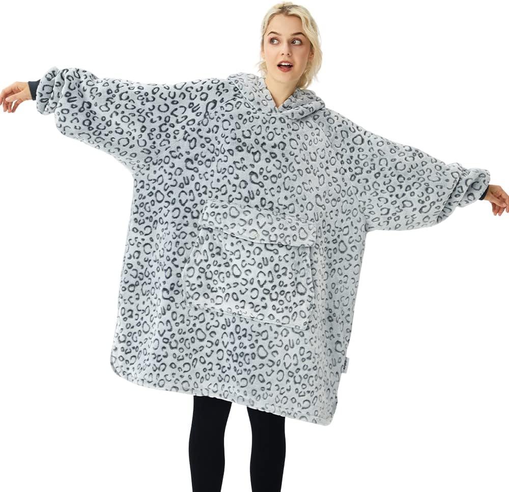 Krifey Wearable Blanket Hoodie, Oversized Sherpa Hooded as Birthday Gifts for Mom Women Girlfriend Men, Cozy Sweatshirt with Giant Pocket