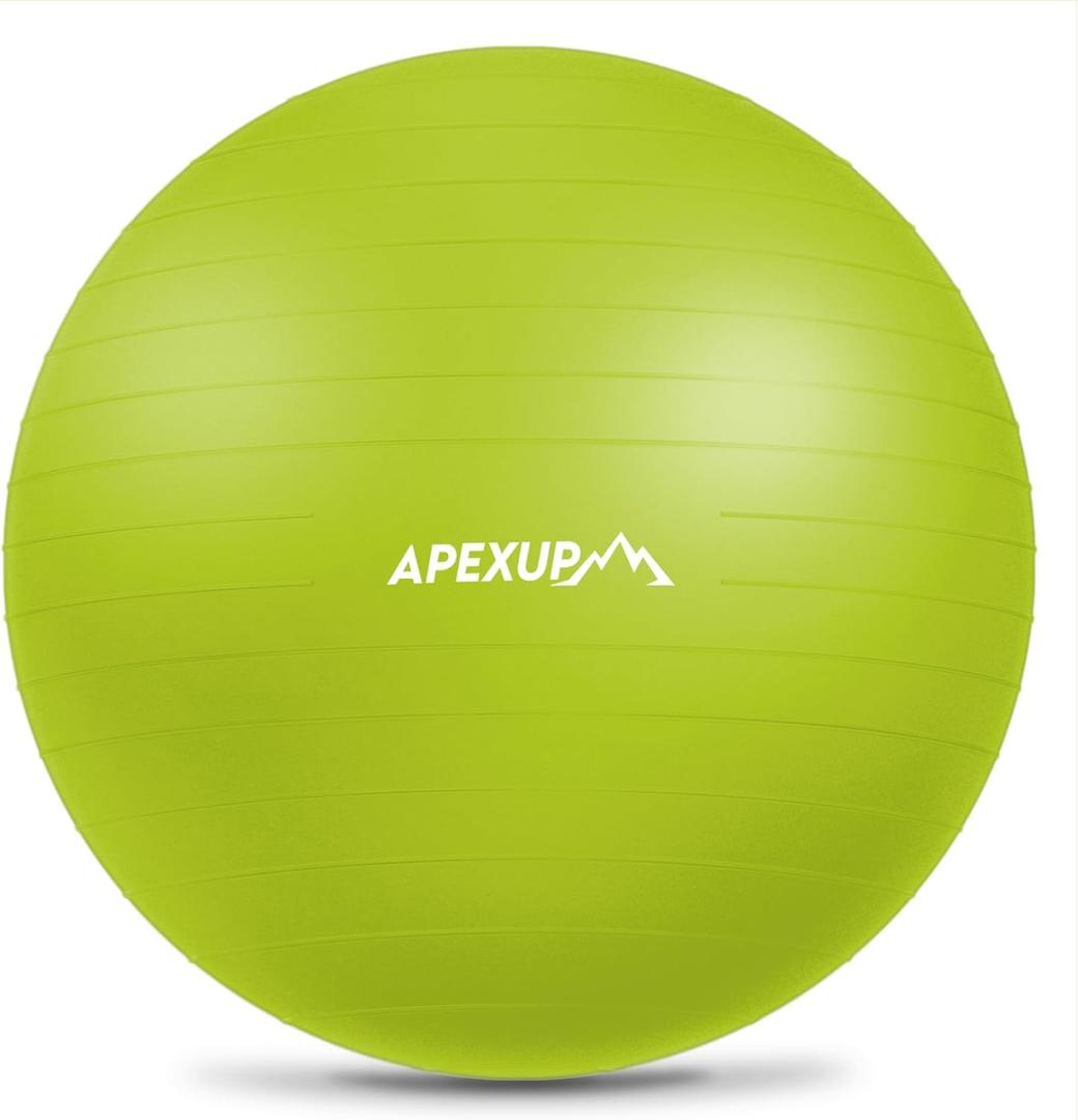 APEXUP Yoga Ball Exercise Ball Anti Slip Heavy Duty for Fitness, Balance & Core Workout, Balance Training, Pregnancy & Physical Therapy, 5 Sizes (XL (27"~30") 75cm, Green)