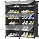 AWTATOS Shoe Rack, 6 Tier Shoe Storage Cabinet with Door, 24 Pair Shoe Organizer Shelves for Closet Hallway Bedroom Entryway, Black
