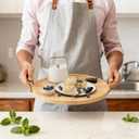 11" Lazy Susan Turntable Organizer for Table Top, Round Bamboo Lazy Susan Turntable for Cabinet with Handle, Home Kitchen, Pantry, Dining, Bathroom Vanity, Spice Organization, Wooden Decor