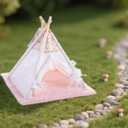 Minamzee 1:12 Dollhouse Camping Bed Tent, 1 Set Fairy Style Mini Pink Lace Tent with Carpet, Miniature Outdoor Furniture Accessories for Bedroom,Patio and Garden for Teens & Adults