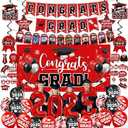 Graduation decorations class of 2025,graduation backdrop sign, Congrats grad banner, Hanging Swirls, photo booth props, Red balloons of number 2025 for men women graduation party decorations, (Red）