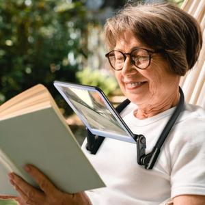 Magnifying Glass with LED Light for Reading,Hands Free Book Light with 3 Color Dimmable Page Magnifier Neck Wear, Large Screen Stand Glasses for Close Work Seniors Low Vision Elderly|USB Rechargeable