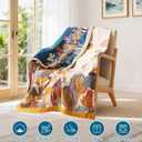 Boho Throw Blanket - 100% Cotton Soft Spring Throw Blanket for Bed, 50"x60" Reversible Breathable Lightweight Blankets, All Seasons Farmhouse Decor Floral Plant Butterfly Throw Quilt