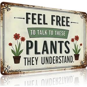 Bestylez Garden Gifts Feel Free to Talk with These Plants They Understand Vintage Gardening Signs for Home Garden Greenhouse Living Room Bedroom Yard Outdoor Decor 8X12 Inch (3373)