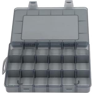Multi Compartment Parts Box, Removable Divider Toolbox Organizer Clear Portable 18 Grids Plastic for Jewelry (L)