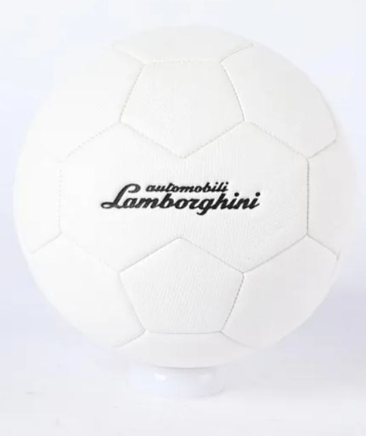 Lamborghini Soccer Ball Size 5, Machine Stitched Construction, PVC Material, Outdoor Fun, 5 Years+, 22 cm - White
