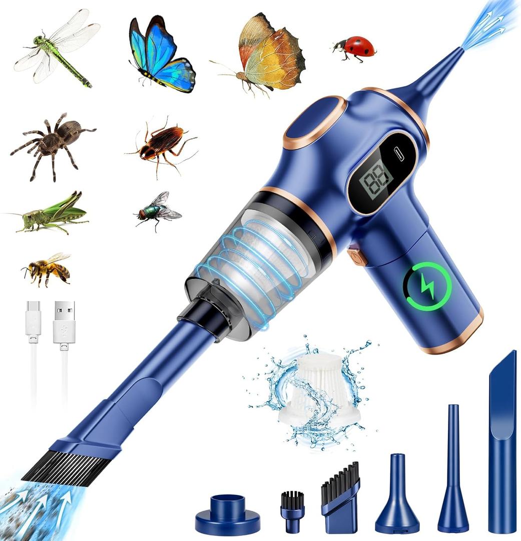 Bug Vacuum Catcher,Spider Killer Insect Catcher,Cordless Handheld Vacuum Cleaner for Car Bug Catcher Indoor with USB Rechargeable for Stink Bug,Moth,Spider Strong Suction Bug Sucker for Office,Home
