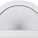 HOMEDEMO Arch Window Shade Blackout White, 48" X 24", No Drill, Half Moon Cellular Shades, Easy Installation Blinds, Half Circle Semicircular