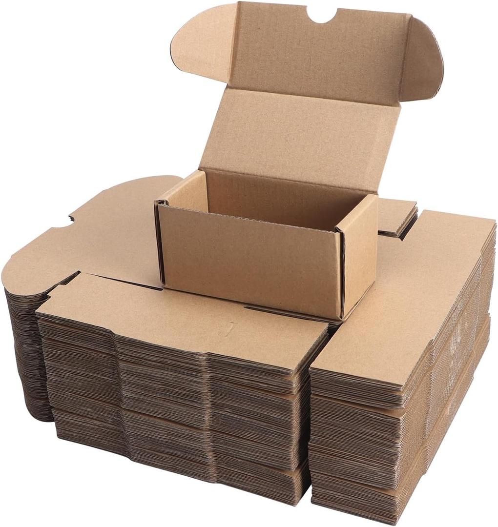 PHAREGE 4.6x2.2x2.2 inch Shipping Boxes Bulk 50 Pack Brown, Tab Lock Tuck Top Mailer Boxes for Packaging Small Business, Small Cardboard Gift Boxes for Wrapping Mailing Present