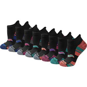 Saucony Women's RunDry Performance 8, 8 Pairs Heel Tab Athletic Socks, Assorted Darks (8 Pairs), Large