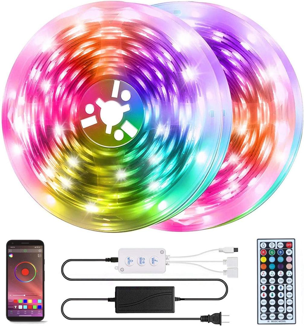 QZYL 50 Feet Led Strip Lights Home,Led Lights for Bedroom,Music Sync Color Changing Flexible Timing Rope Lights,44 Key Remote App Control RGB Tape Light DIY Colors Luces for Bedroom Party Decoration (50ft (2 Rolls)) QZYL 50 Feet Led Strip Lights Home,Led Lights for Bedroom,Music Sync Color Changing Flexible Timing Rope Lights,44 Key Remote App Control RGB Tape Light DIY Colors Luces for Bedroom Party Decoration (50ft (2 Rolls))
