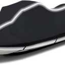 Upgraded Fade and Crack Resistant Trailerable Jet Ski Cover, Heavy-Duty Waterproof and UV Protection PWC Cover,Jetski Watercraft Cover with Reflective Strips Black Fits from Stand-up